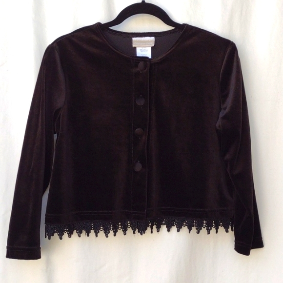 Coldwater Creek Black Velour Sleeveless Maxi Lace Embellished Dress & Jacket PM - Picture 5 of 12